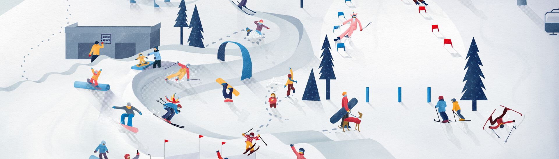 Funpark Illustration im Skigebiet Salzburg